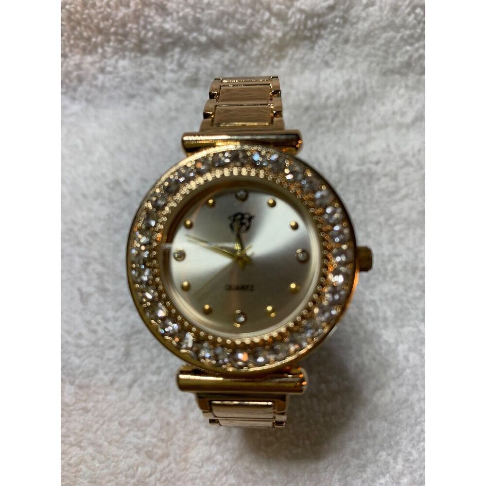 Elizabeth Taylor White Diamonds Gold Watch w/Faux Diamonds Face